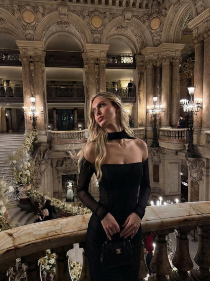 Cutout Front Long Sleeve Dress