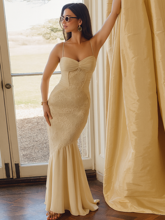 Sweetheart Neck Lace Maxi Dress