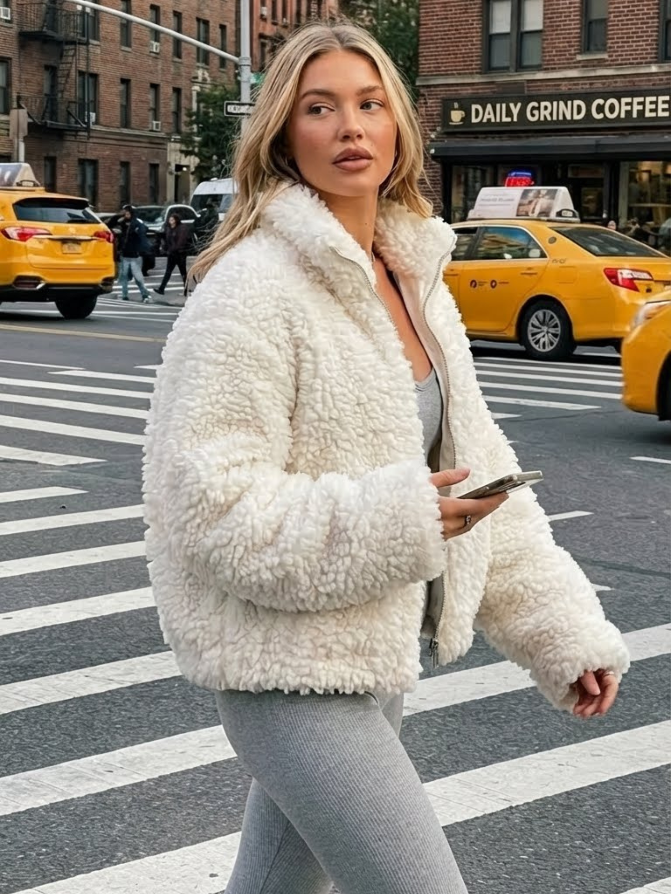 Cozy Zip Up Cropped Sherpa Jacket