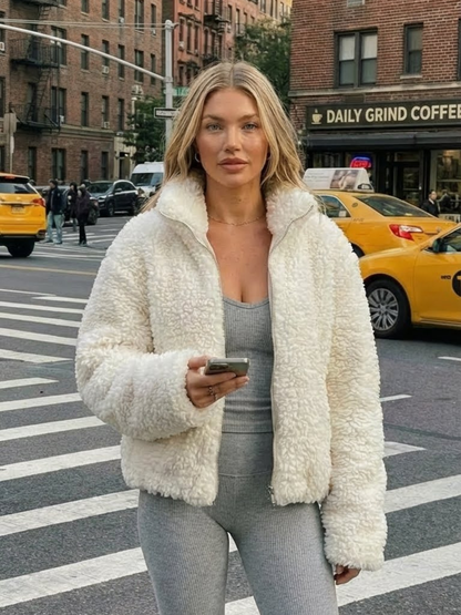Cozy Zip Up Cropped Sherpa Jacket
