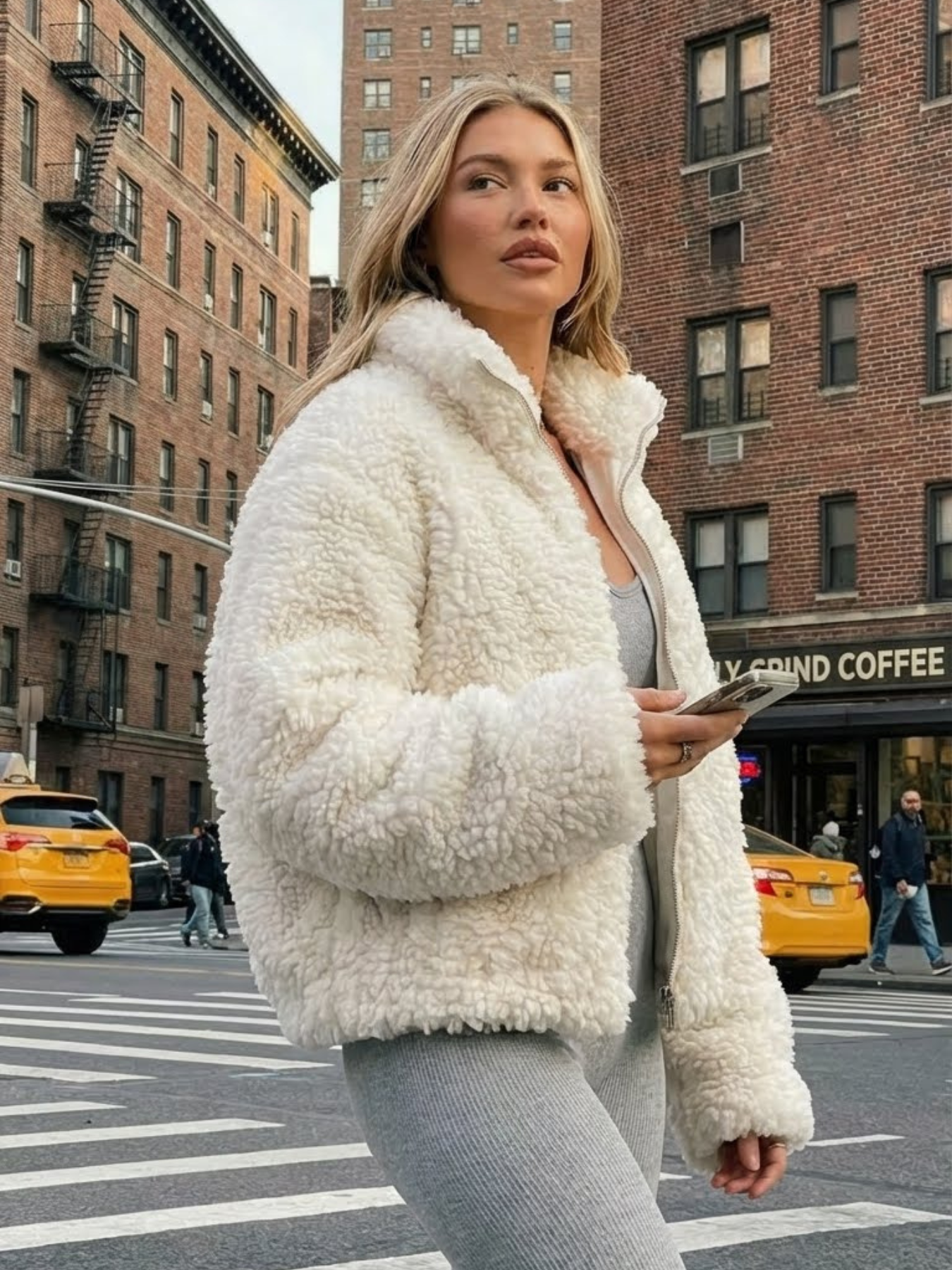 Cozy Zip Up Cropped Sherpa Jacket