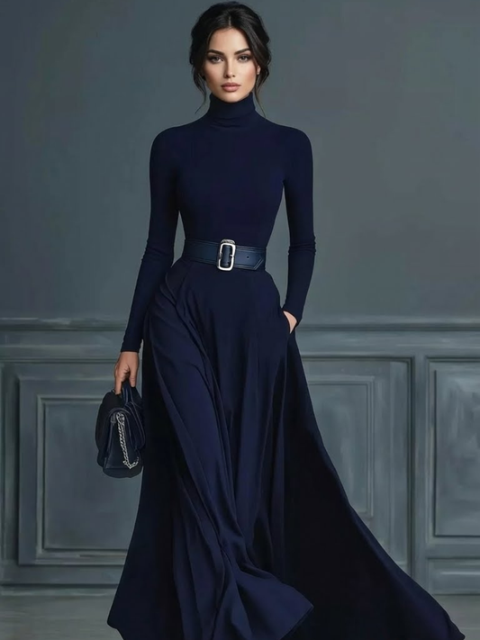 Turtleneck Long Sleeve Maxi Dress