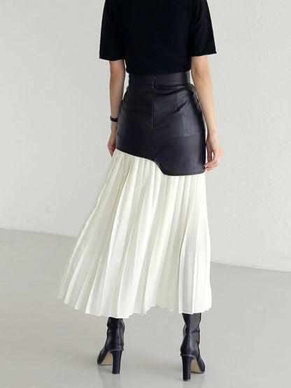 Pleated Contrast High Rise Skirt
