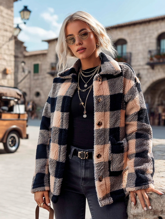 Plaid Sherpa Button-Down Outerwear